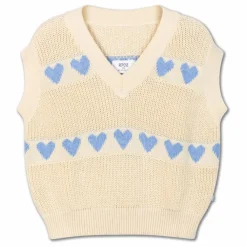 Repose AMS Pull Sans Manches Cœurs Coton Bio | Ecru Discount