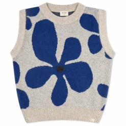 Matona Pull Sans Manches Fleurs Laine | Gris Outlet