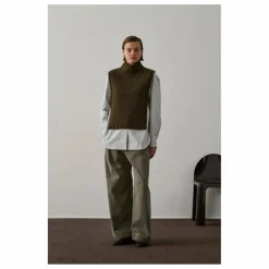 Soeur Pull Sans Manches Or Laine Vierge | Vert kaki chiné Outlet