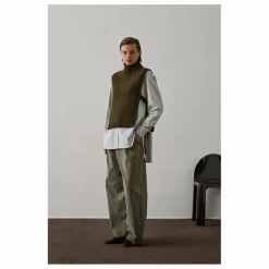 Soeur Pull Sans Manches Or Laine Vierge | Vert kaki chiné Outlet