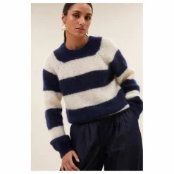 Outlet By Bar Pull Sian Rayé Mohair | Bleu marine