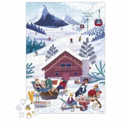 Janod Puzzles|Jeux Éducatifs|Puzzle Hiver à la montagne - 500 pièces