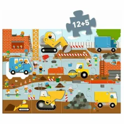 Djeco Puzzles|Jeux Éducatifs|Puzzle Le chantier - 17 pièces