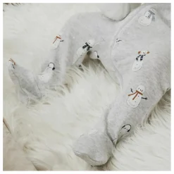 Petit Lem Pyjama Avec Pieds Bonhommes de Neige Coton Bio | Gris Best