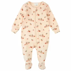 Clearance Petit Lem Pyjama Avec Pieds Côtelé Agrumes Coton Bio | Rose pâle