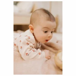 Petit Lem Pyjama Avec Pieds Fleuri Coton Bio | Rose pâle Sale