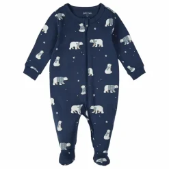 Outlet Petit Lem Pyjama Avec Pieds Ours Coton Bio | Bleu foncé