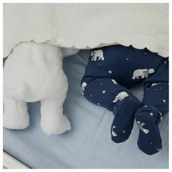 Outlet Petit Lem Pyjama Avec Pieds Ours Coton Bio | Bleu foncé
