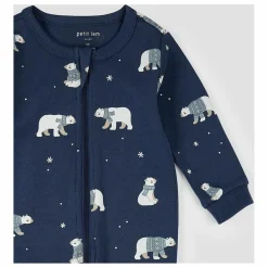 Outlet Petit Lem Pyjama Avec Pieds Ours Coton Bio | Bleu foncé