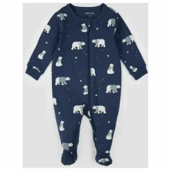 Outlet Petit Lem Pyjama Avec Pieds Ours Coton Bio | Bleu foncé