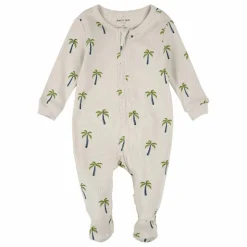 Petit Lem Pyjama Avec Pieds Palmiers Coton Bio | Beige Sale