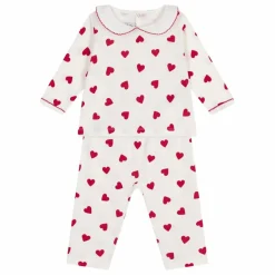 Discount Petit Bateau Pyjama Col Cœurs Coton Bio | Blanc