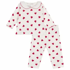 Discount Petit Bateau Pyjama Col Cœurs Coton Bio | Blanc