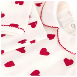 Discount Petit Bateau Pyjama Col Cœurs Coton Bio | Blanc