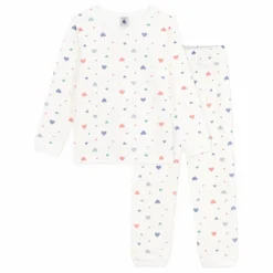 Petit Bateau Pyjama Cœurs Coton Bio | Blanc