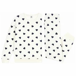 Petit Bateau Pyjama Cœurs Eponge | Ecru