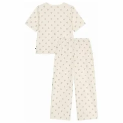 New Petit Bateau Pyjama Cœurs Pailletés Coton Bio | Ecru