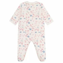 New Petit Bateau Pyjama Dors Bien Col Fleuri Coton Bio | Ecru
