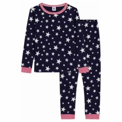 Enfant Petit Bateau Nuit, Sous-Vêtements|Nuit, Sous-Vêtements|Pyjama Etoiles Col Rayé Coton Bio |