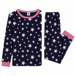 Enfant Petit Bateau Nuit, Sous-Vêtements|Nuit, Sous-Vêtements|Pyjama Etoiles Col Rayé Coton Bio |