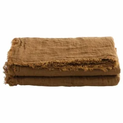 Sale Maison de Vacances Rideau Vice Versa frangé en gaze de Lin lavé | Havane