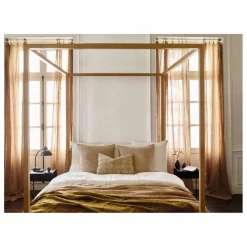 Sale Maison de Vacances Rideau Vice Versa frangé en gaze de Lin lavé | Havane