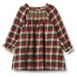 Wheat Robe Bella Carreaux Coton Bio | Rouge Discount