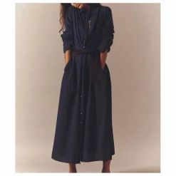 Hot Xirena Robe Boden Popeline de Coton | Bleu marine