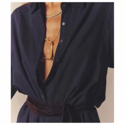 Hot Xirena Robe Boden Popeline de Coton | Bleu marine