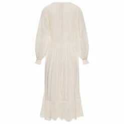 Alma Deia Robe Brodé Manches Longues en Coton Bio | Blanc cassé