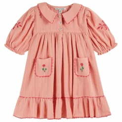 Emile et Ida Robe Brodée | Rose pêche New