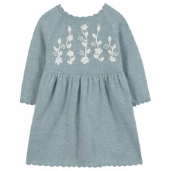 Tartine et Chocolat Robe Brodée Laine | Bleu gris Online