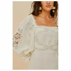 Femme Farm Rio Robes, Combinaisons|Robe Brodée Lin |