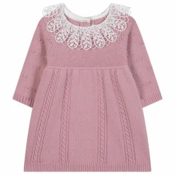 Tartine et Chocolat Robe Col Dentelle Laine | Rose pâle Best