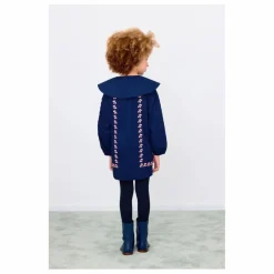 New Tinycottons Robe Col Large Cerises Popeline | Bleu marine