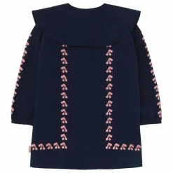 New Tinycottons Robe Col Large Cerises Popeline | Bleu marine