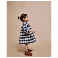 Online Búho Robe Gingham Carreaux Bébé | Bleu marine