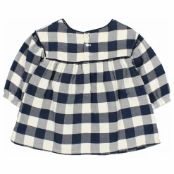 Online Búho Robe Gingham Carreaux Bébé | Bleu marine