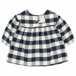 Online Búho Robe Gingham Carreaux Bébé | Bleu marine