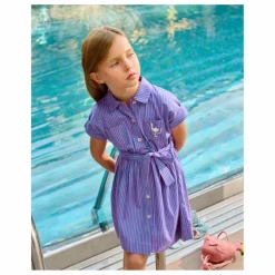 Best Bonpoint Robe Gisèle Rayée Coton Bio | Mauve