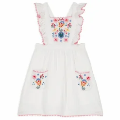 Louise Misha Robe Huguette Gaze de Coton Bio | Blanc Sale