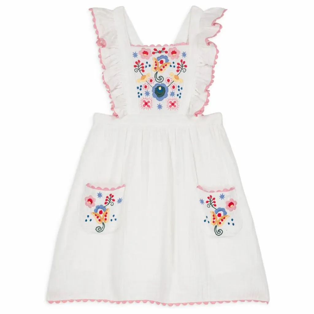 Louise Misha Robe Huguette Gaze de Coton Bio | Blanc Sale