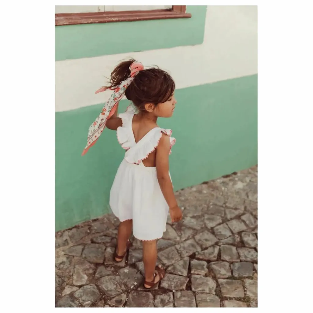 Louise Misha Robe Huguette Gaze de Coton Bio | Blanc Sale