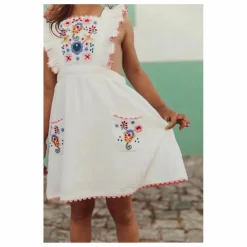 Louise Misha Robe Huguette Gaze de Coton Bio | Blanc Sale