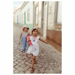 Louise Misha Robe Huguette Gaze de Coton Bio | Blanc Sale