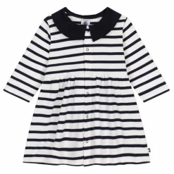 New Petit Bateau Robe Marabout Rayée | Ecru