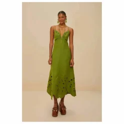 Farm Rio Robe Monstera Brodée Lin | Vert Online