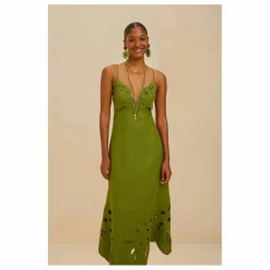 Farm Rio Robe Monstera Brodée Lin | Vert Online