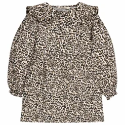 the new society Robe Nelia Léopard Double Gaze de Coton | Beige Online