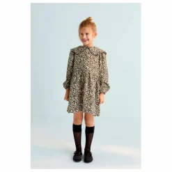 the new society Robe Nelia Léopard Double Gaze de Coton | Beige Online